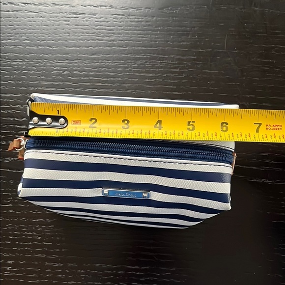 Stella & Dot Pouf Makeup Case Blue Stripe Pouf - Picture 5 of 8